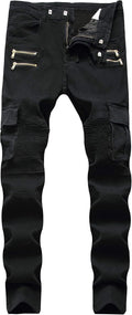 Men's Slim Fit Denim Pants with Ripped Holes for Modern Fashion