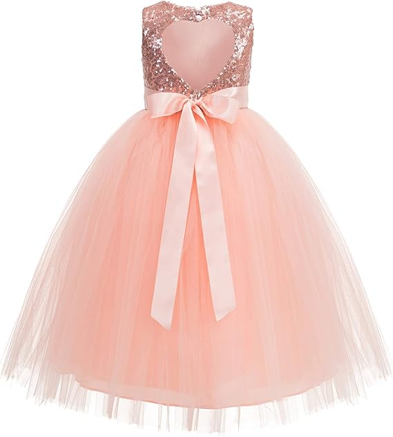 ekidsbridal Heart Cutout Sequin Junior Flower Girl Dress Review