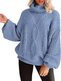 Women's Oversized Turtleneck Chunky Knit Sweater - Cozy Fall Staple On