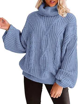 ZESICA Women's Chunky Knit Oversized Turtleneck Sweater