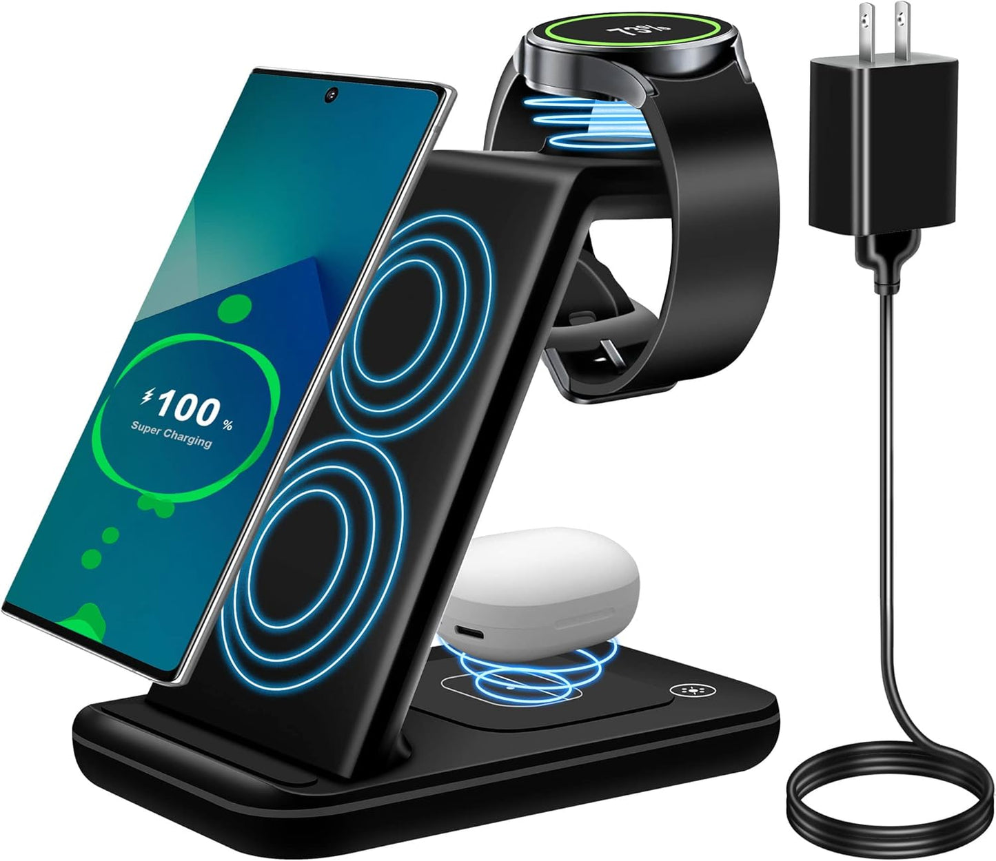 3-in-1 Fast Wireless Charger - Galaxy S23/S22/S21 Compatible