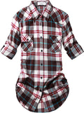 Match Womens Button Down Flannel Plaid Shirt - 100% Cotton Shacket