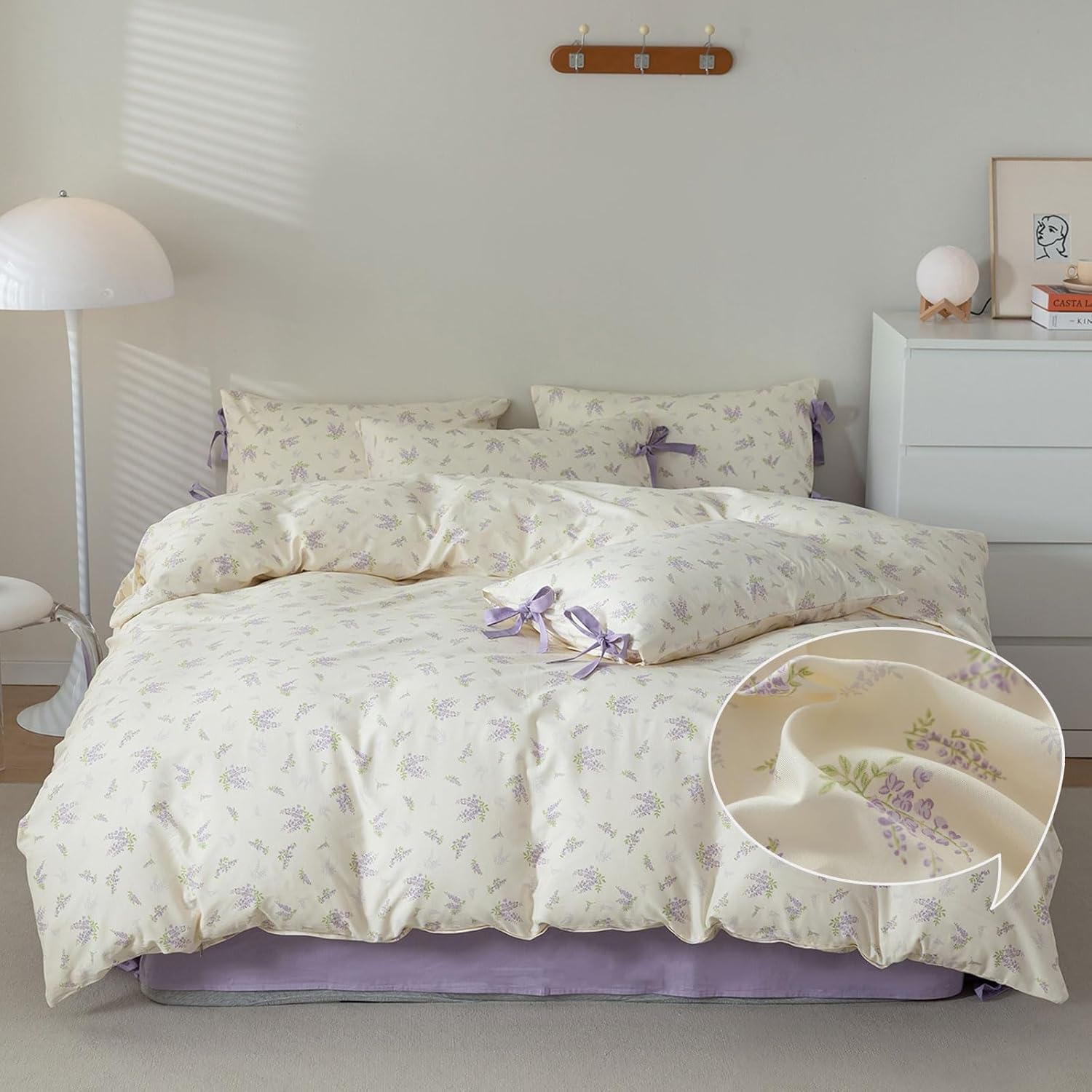 VM VOUGEMARKET Queen Comforter Set with Floral Prints for All Seasons