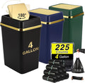 Bathroom Trash Can with Lid 4 Gallon Slim 3-Pack - Space Saving