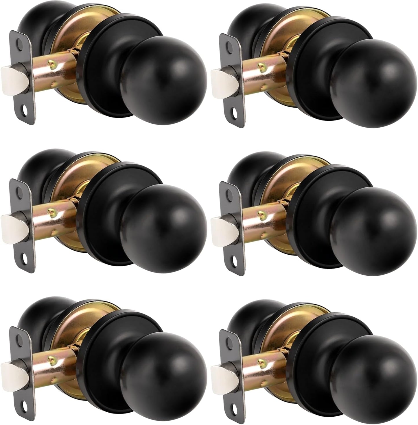 HOSOM 6 Pack Matte Black Door Knobs for Interior Doors