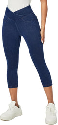 Capri Jeans for Women Pull On Jeggings - Tummy Control Stretch