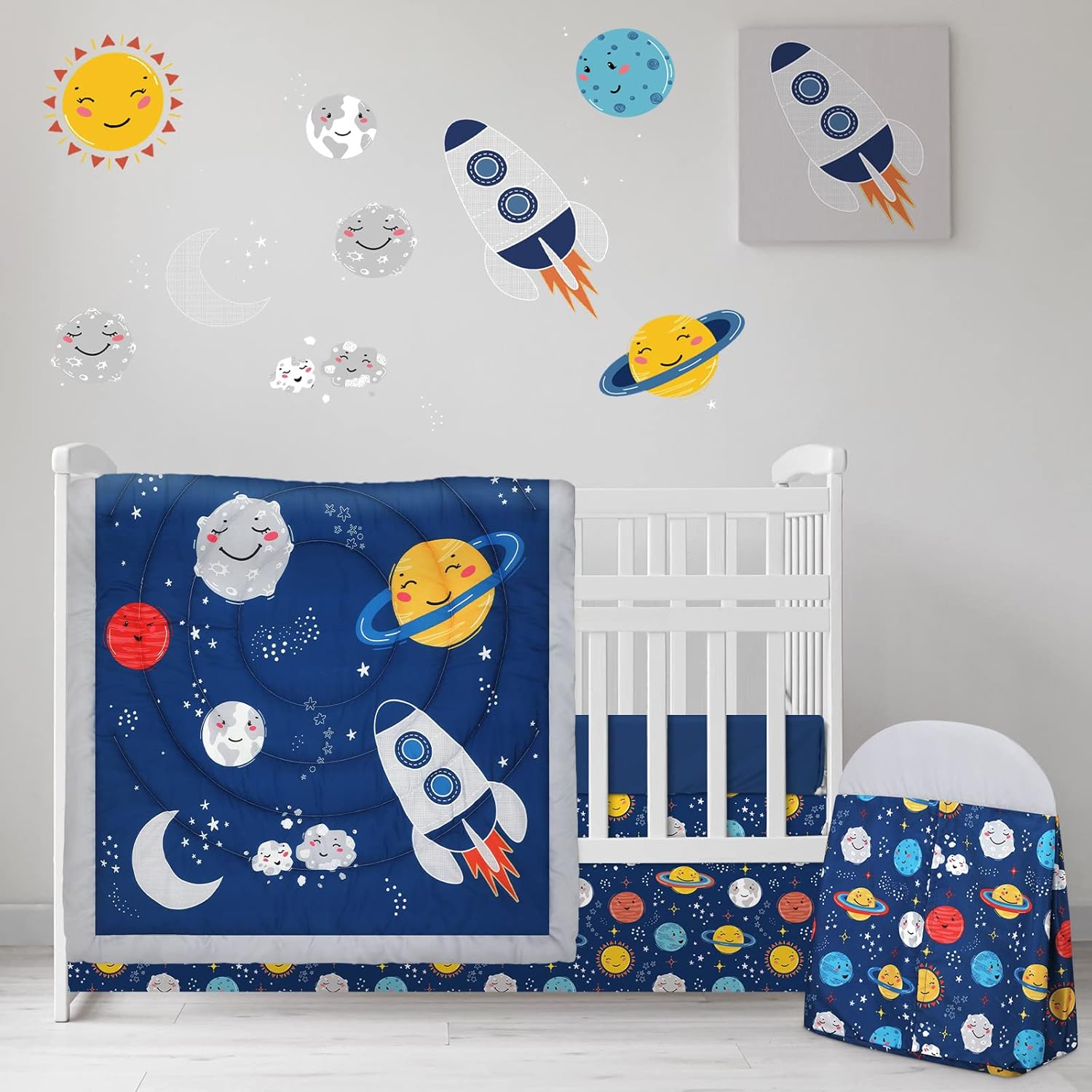 Rtteri 4 Pieces Baby Crib Bedding Set for Girls and Boys
