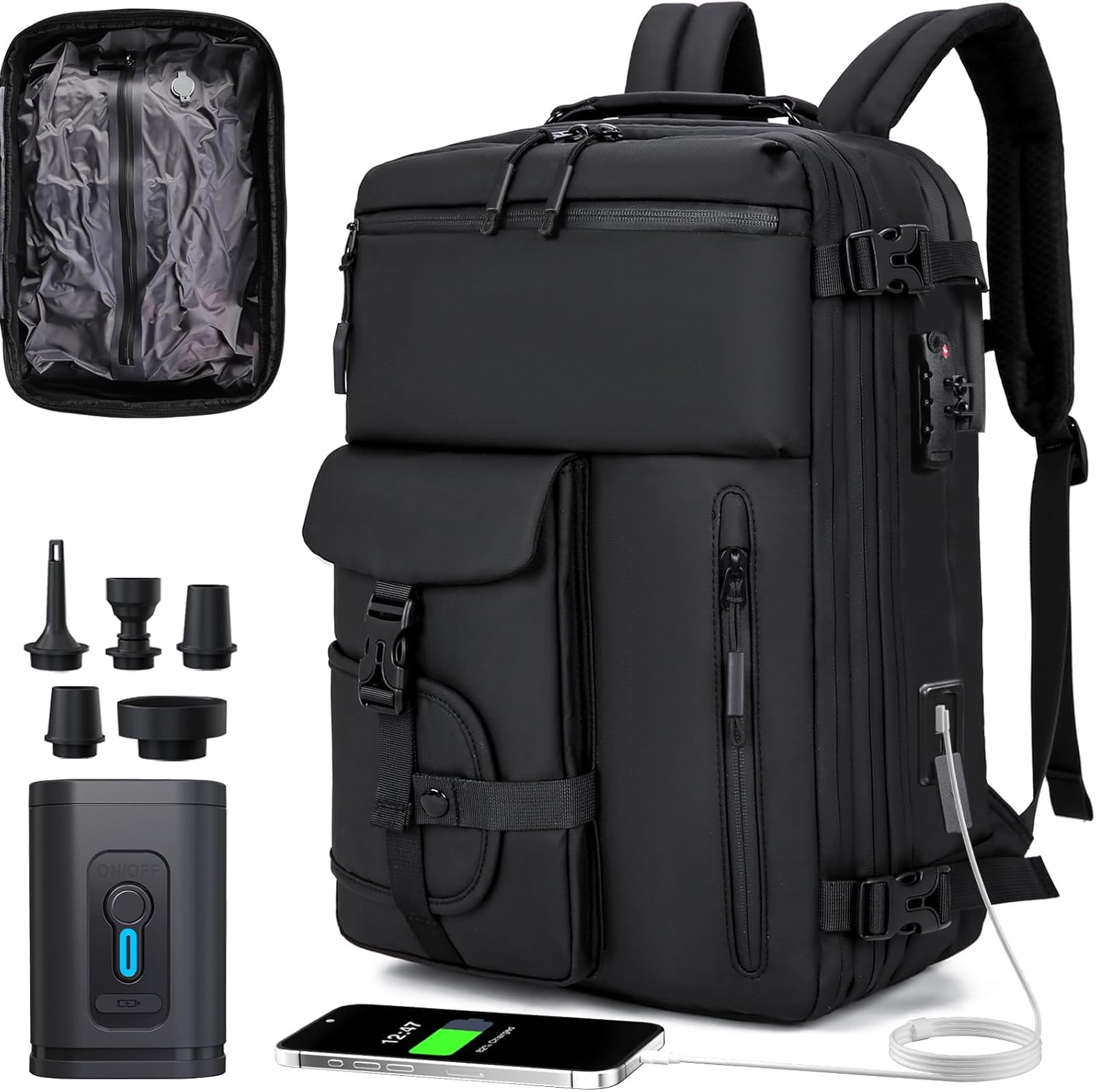 Travel Backpack for Women and Men with USB Ports and Pumps