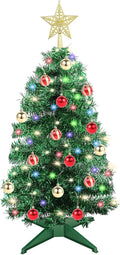 3Ft Christmas Tree with Lights and Ornaments - Tabletop Prelit Tree