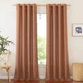 Caramel Linen Curtains for Kitchen W55 x L94 - Semi Sheer Privacy