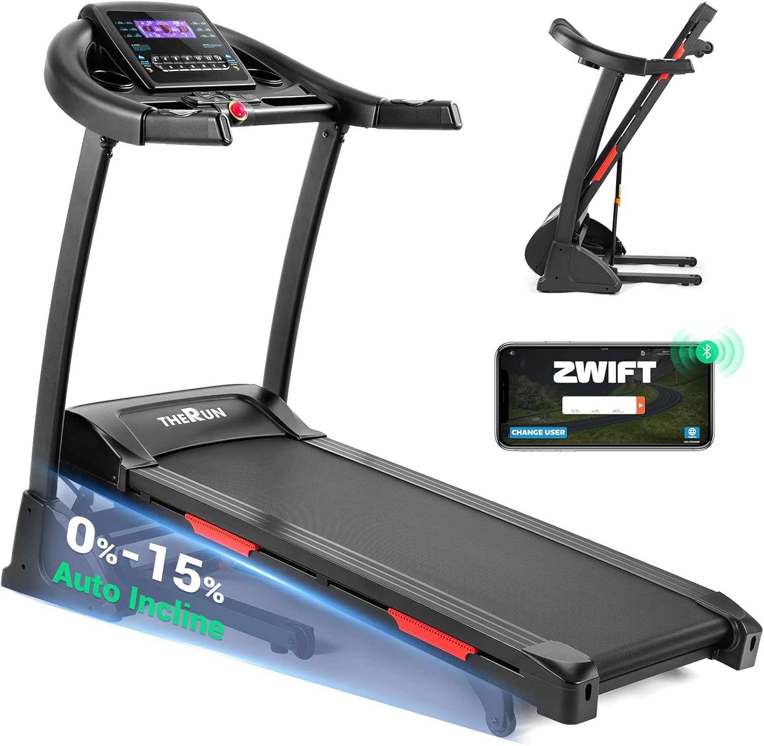 THERUN Incline Treadmill for Running and Walking with 300 lbs