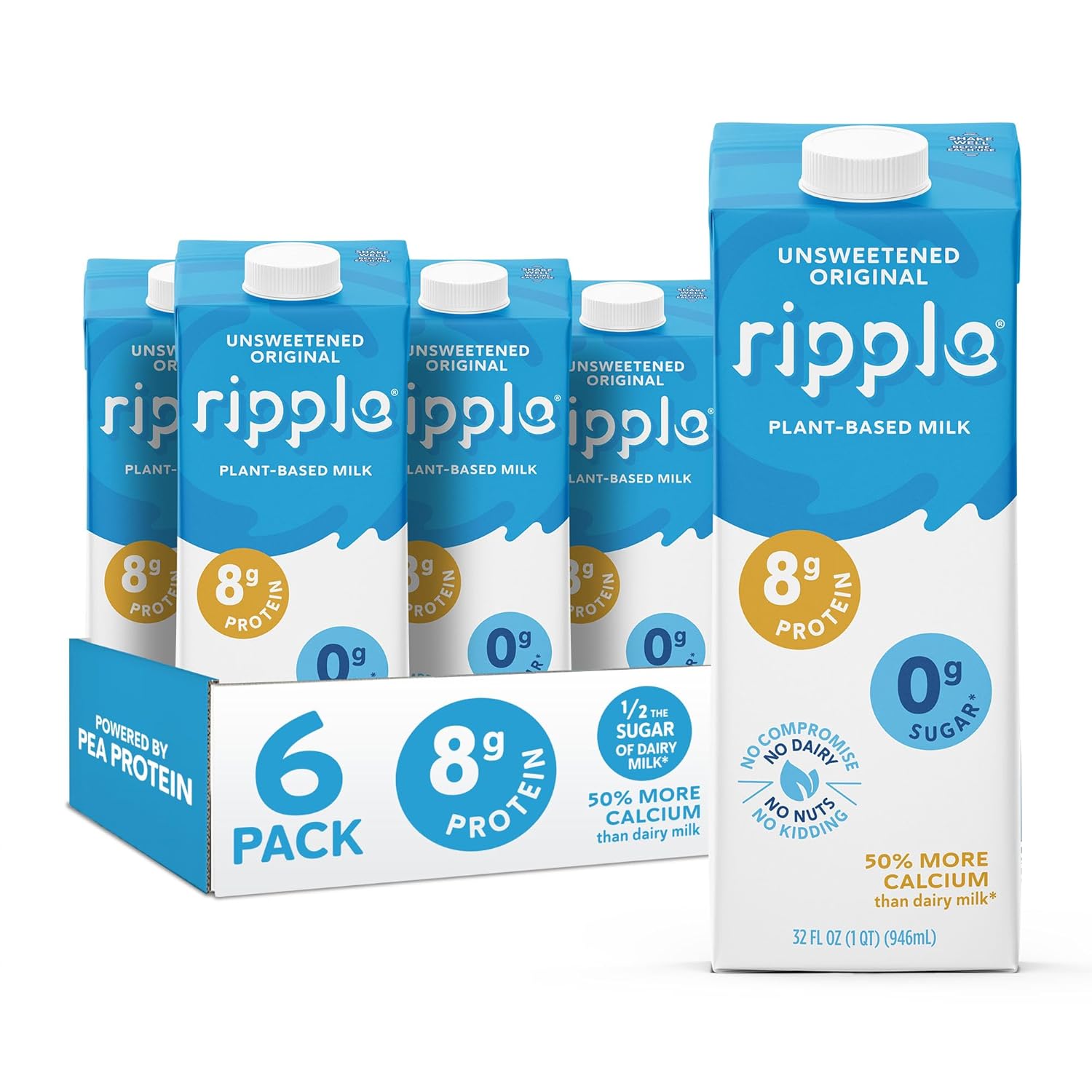 Ripple Unsweetened Original Plant Based Milk - Dairy Free & Nut Free