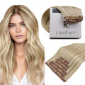 Blonde Clip in Hair Extensions Real Human Hair - Natural Ash