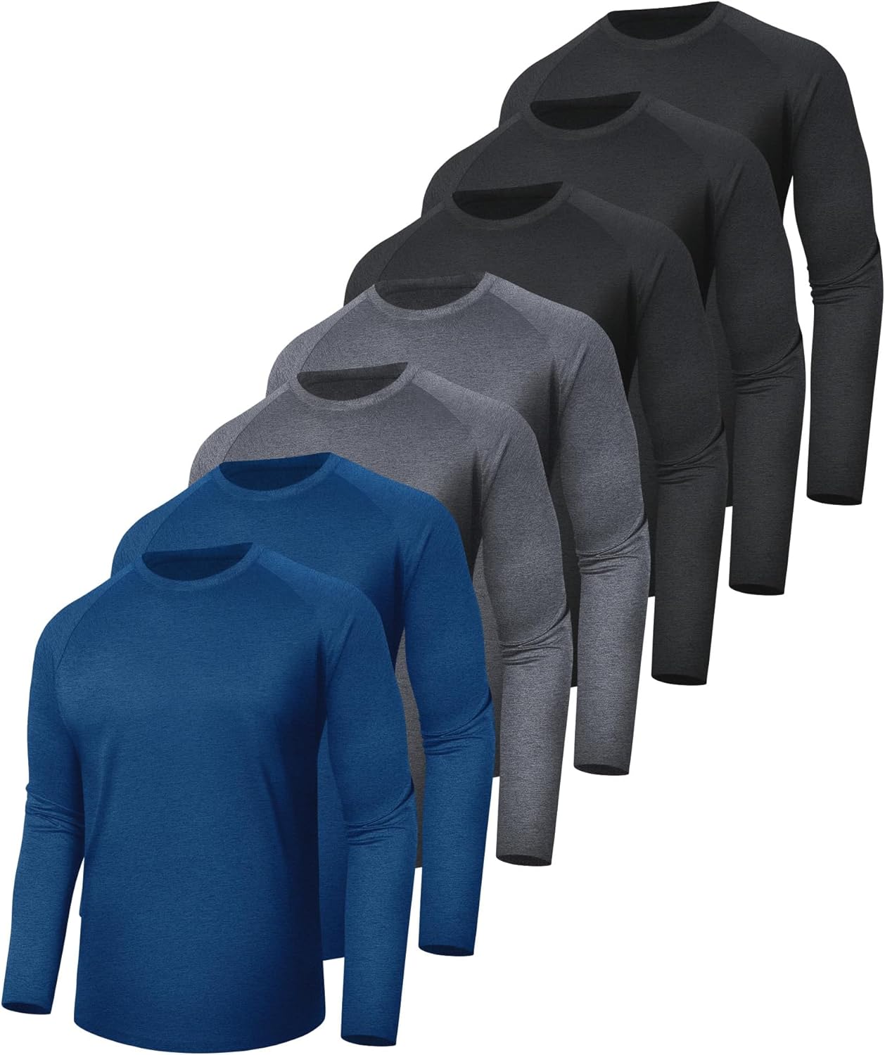 7 Pack Long Sleeve Shirts for Men - Quick Dry UV Protection