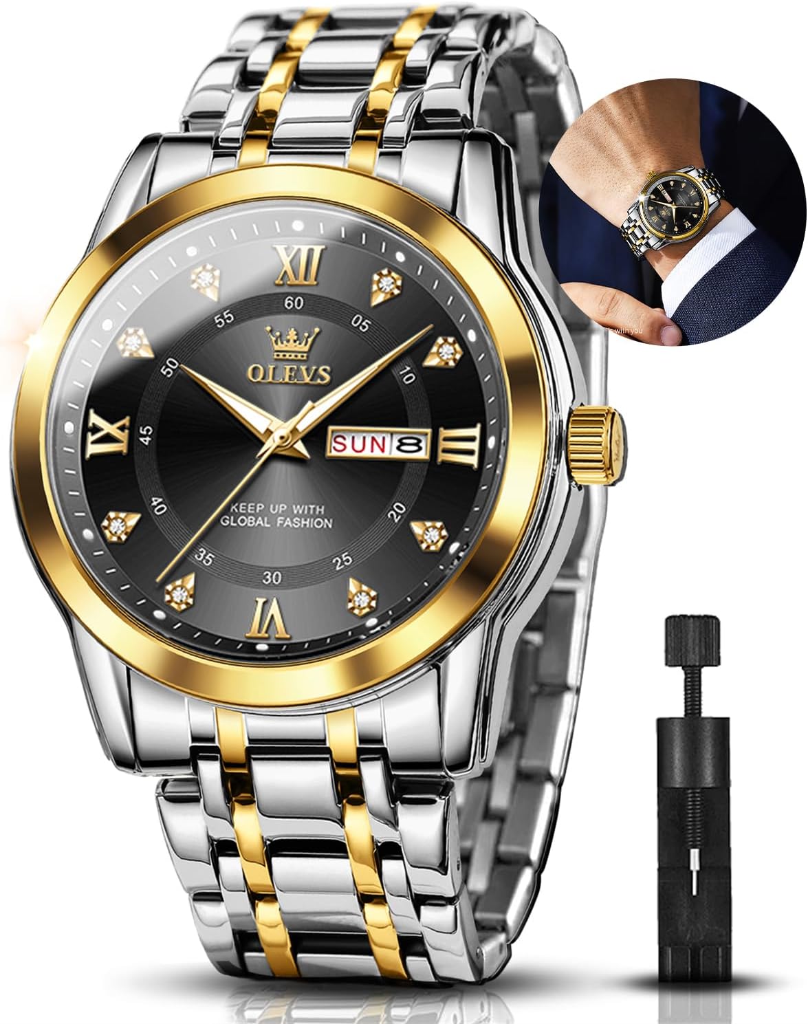OLEVS Moon Phase Chronograph Watch for Men