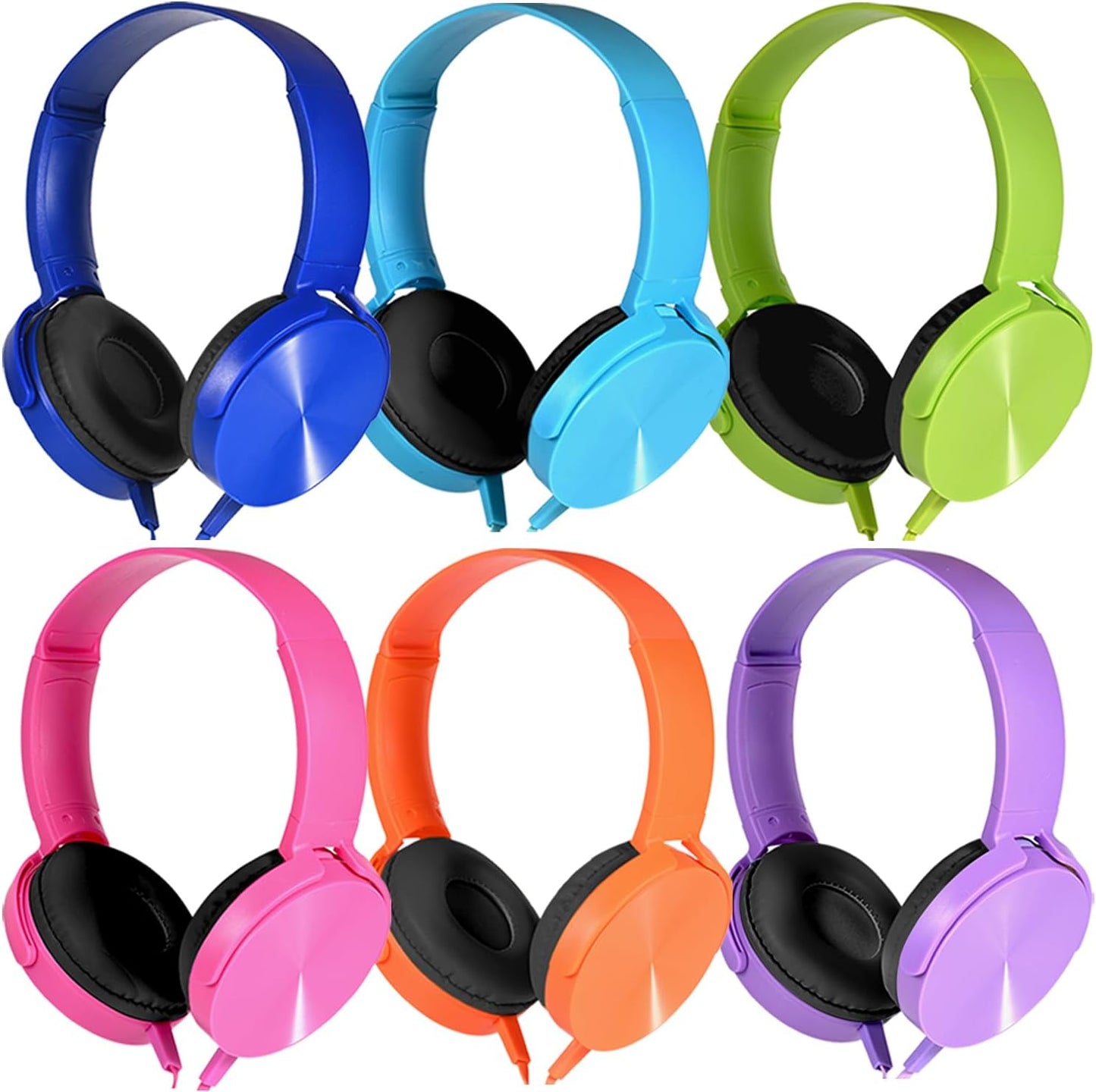 Kids Headphones Bulk 6 Pack for Classroom Learning and Fun