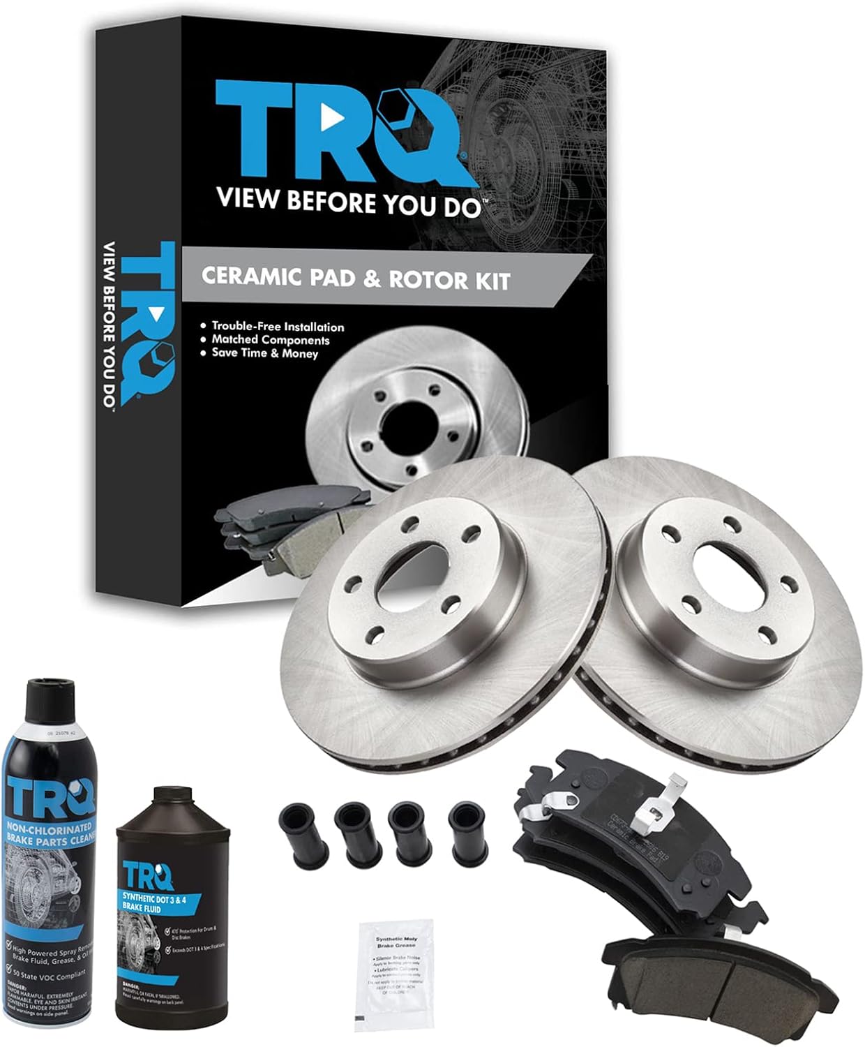 TRQ Front Brake Pad & Rotor Kit for 1996-2005 Vehicles