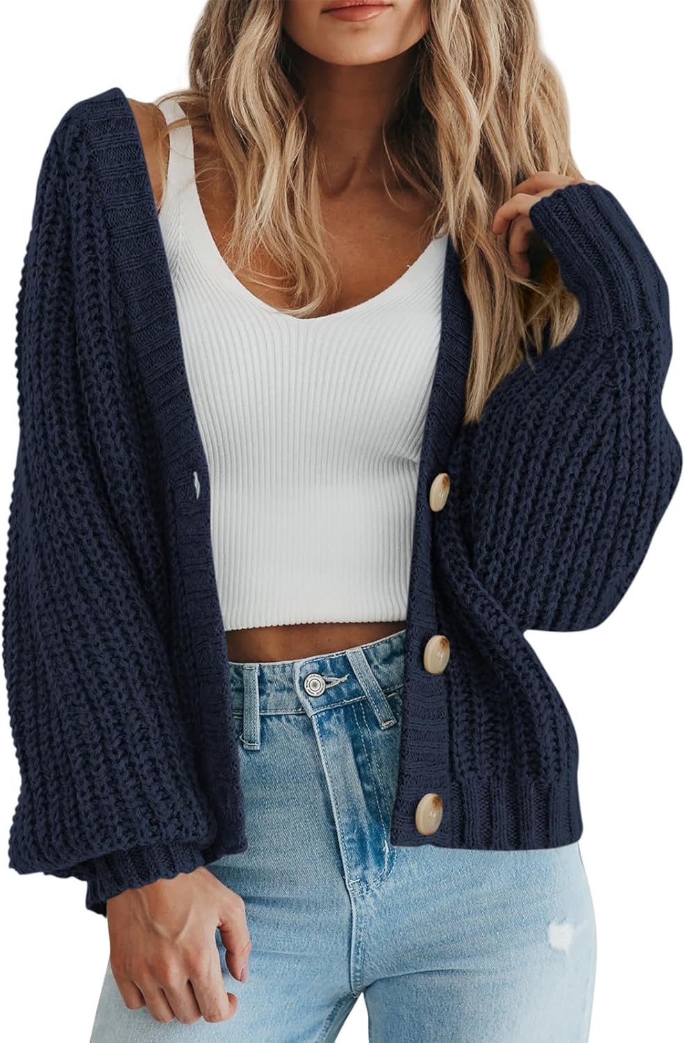 Chunky Knit Open Front Cardigan for Women - Stylish Comfort
