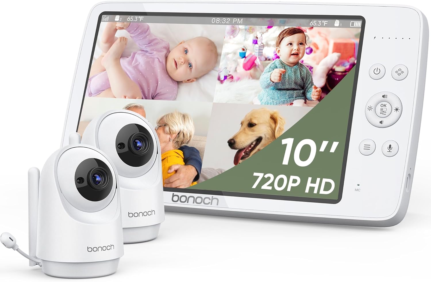 bonoch MegaView Baby Monitor with 10in Display and 2 Cameras