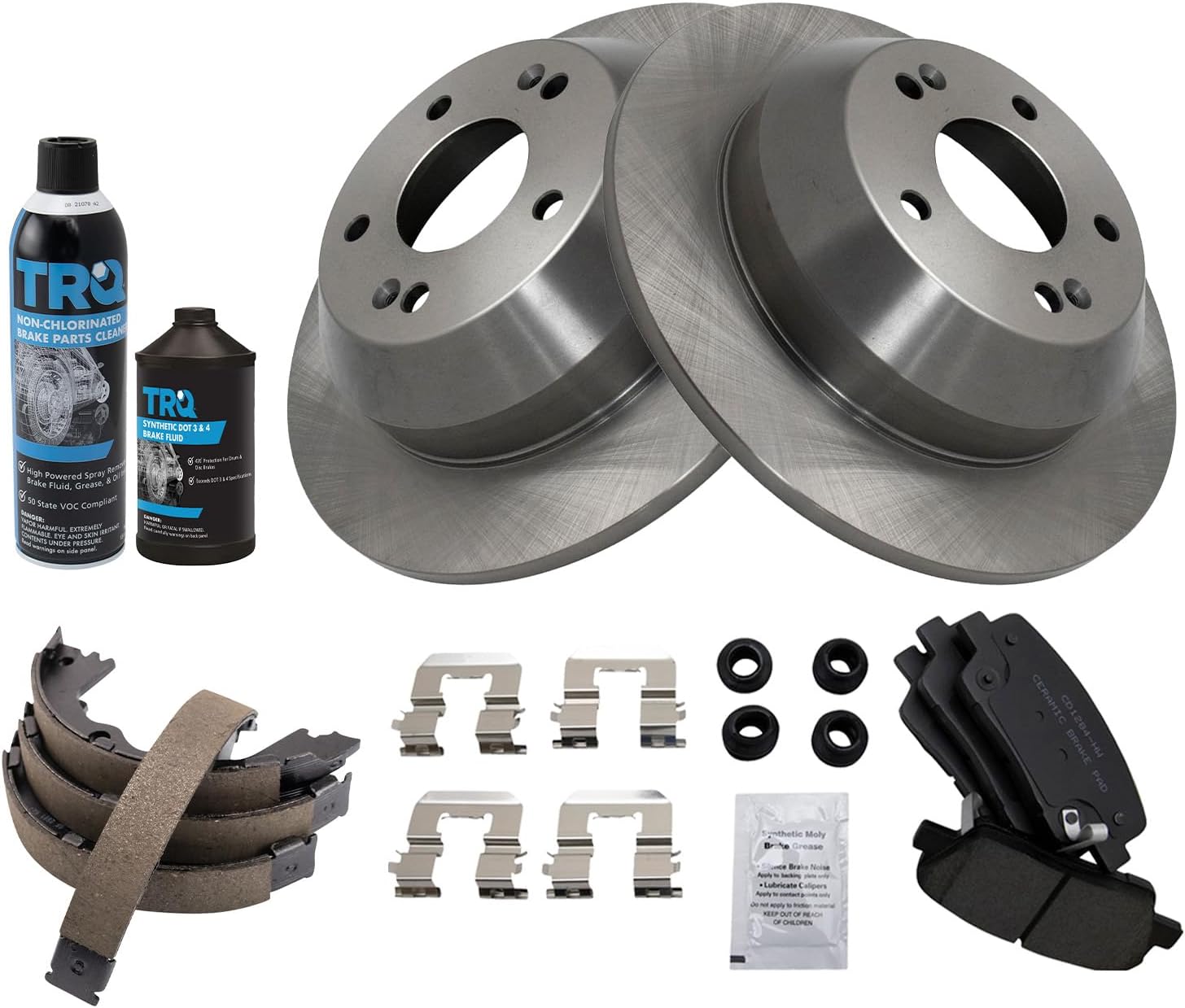 TRQ Rear Brake Pad & Rotor Kit for Hyundai Santa Fe & Kia Sorento