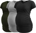 Smallshow V Neck Maternity Top - Stretchy Side Ruched Comfort