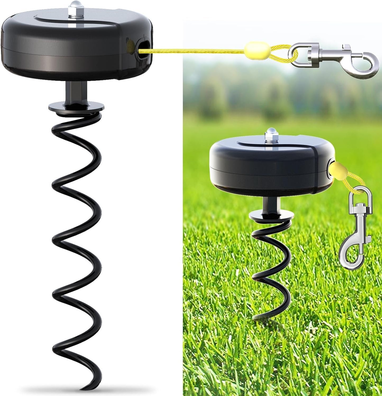 Dog Tie Out Cable and Stake 360 No Tangle Heavy Spiral System