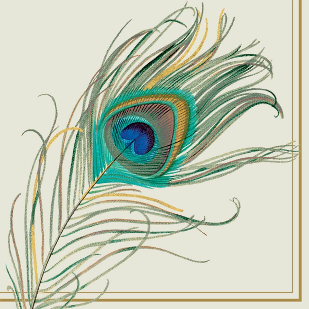 Ideal Home Range Peacock Feather Cocktail Napkins - 3-Ply Paper, 20-Count