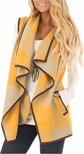Buffalo Plaid Womens Sleeveless Cardigan Vest - Casual Layering