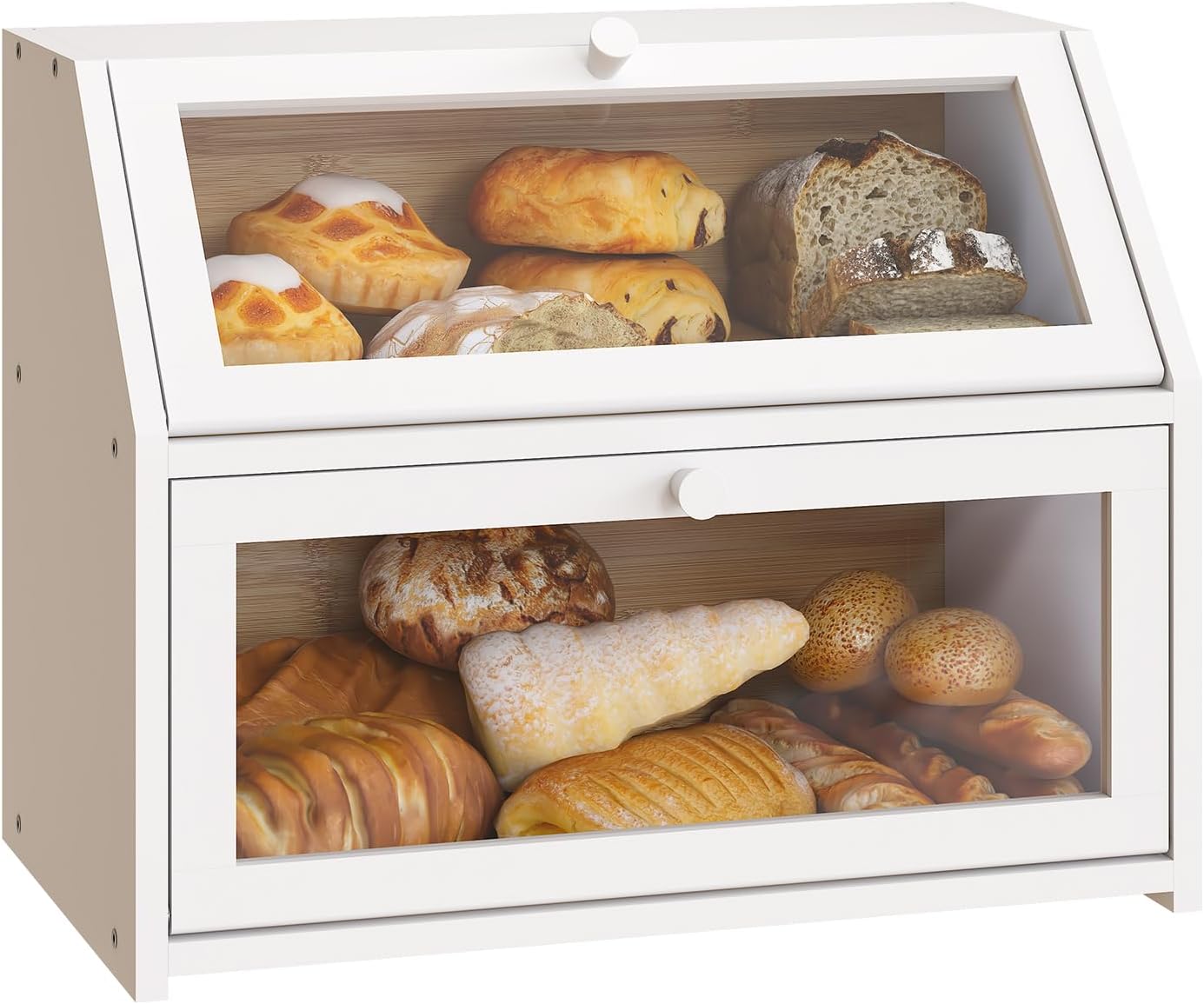 Farmhouse Bread Box for Kitchen Countertop - Extra Large Capacity