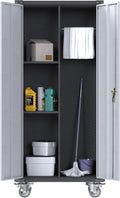 Metal Garage Storage Cabinet with Wheels - Tall Locking Tool Locker