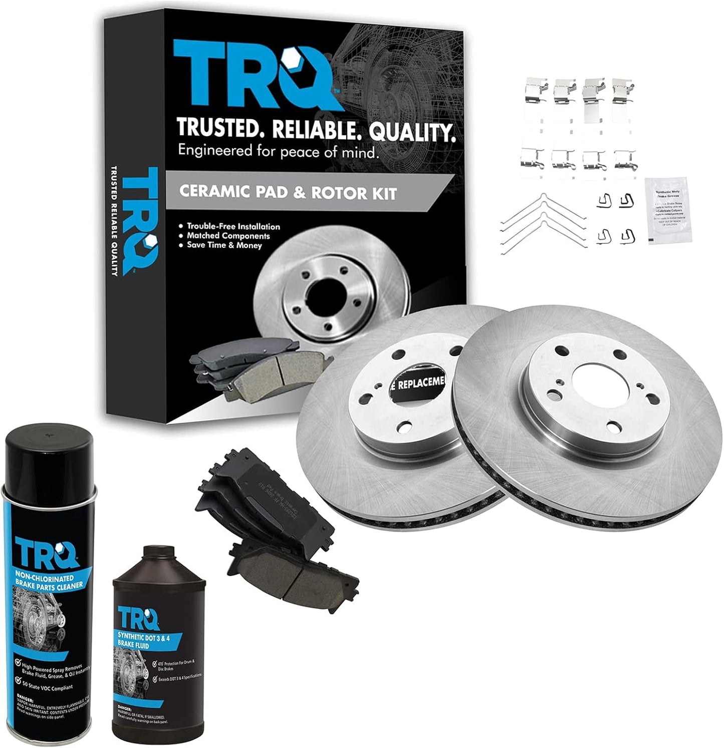 TRQ Front Brake Pad & Rotor Kit for Lexus and Toyota Vehicles