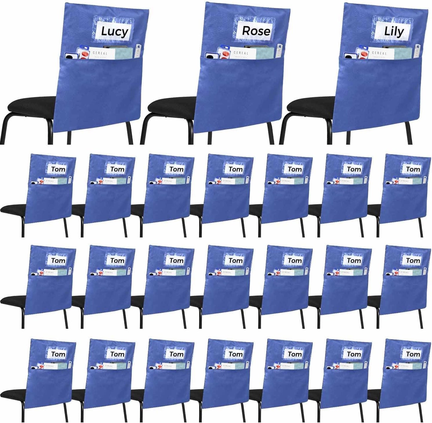24 PCS Chair Pockets for Classrooms - Extra Large Seat Sacks