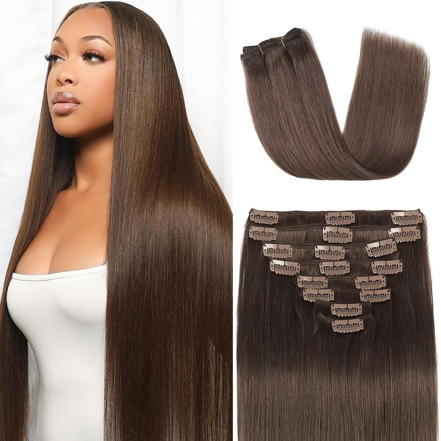 Clip in Hair Extensions Real Human Hair for Gorgeous Volume