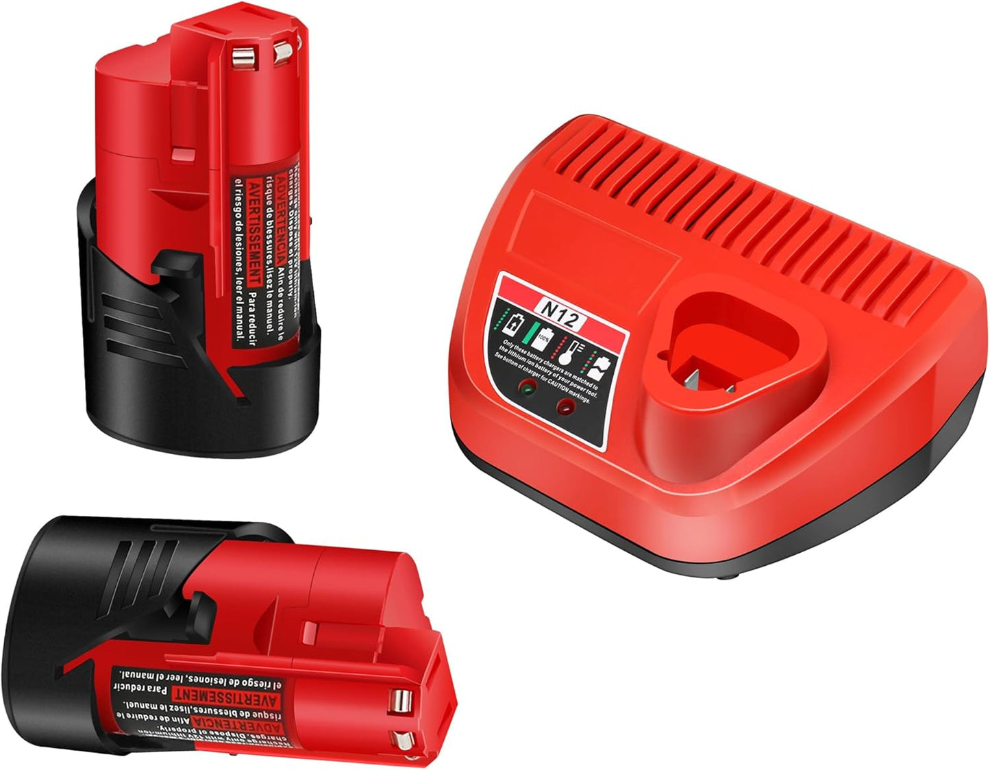 2-Pack 3.0Ah 12V Batteries and Rapid Charger for Tools