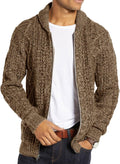 Mens Shawl Neck Cable Knit Cardigan Sweater - Warm, Soft Layer