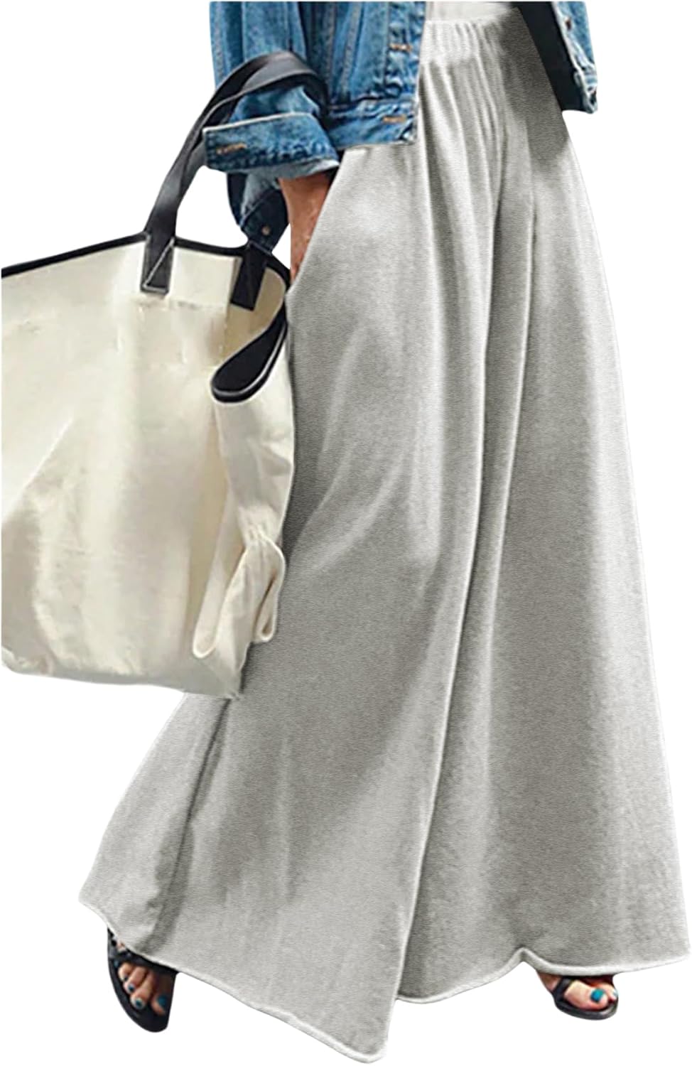 High Waist Wide Leg Palazzo Pants for Women with Pockets