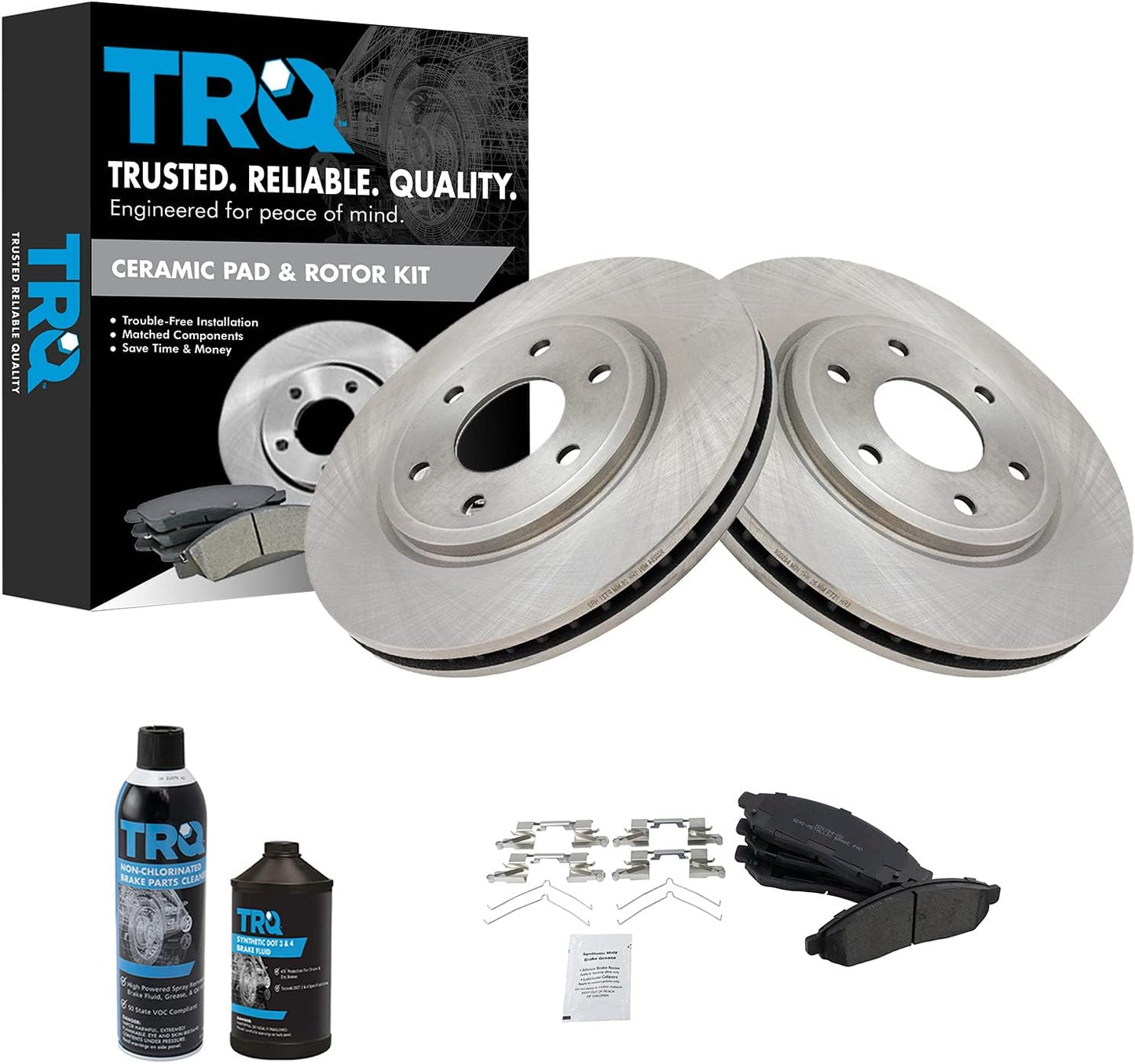 TRQ Front Brake Pad & Rotor Kit for Nissan Frontier & Suzuki