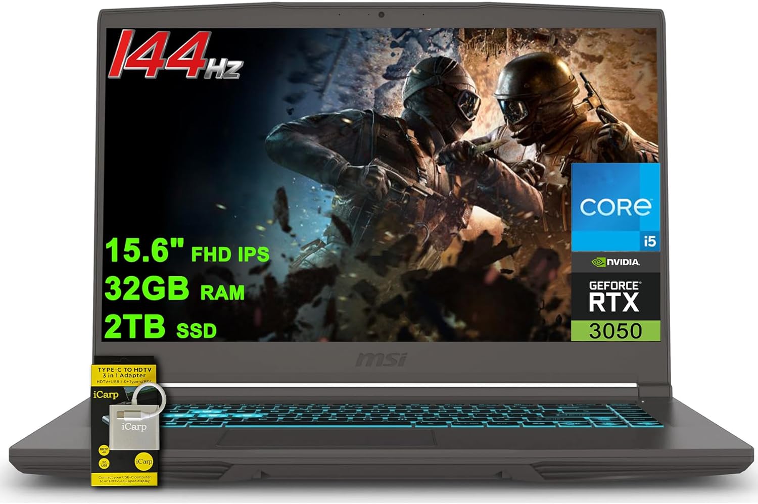 MSI Thin 15 Gaming Laptop with 32GB RAM and 2TB SSD