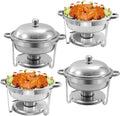 6 QT Chafing Dishes Round Buffet Set - 4PCS Stainless Steel