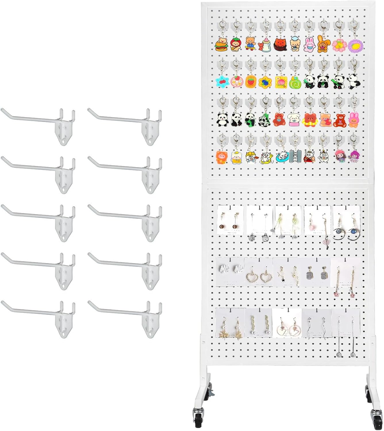 2ftx 5ft Standing Pegboard Display with T-Base and Wheels