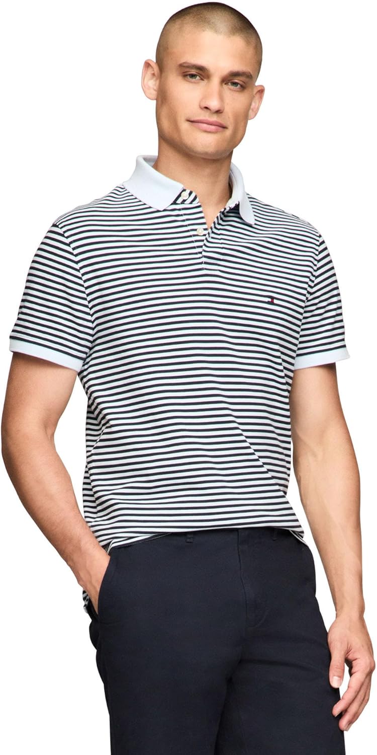 Tommy Hilfiger Mens Slim Fit Polo Shirts with Organic Cotton