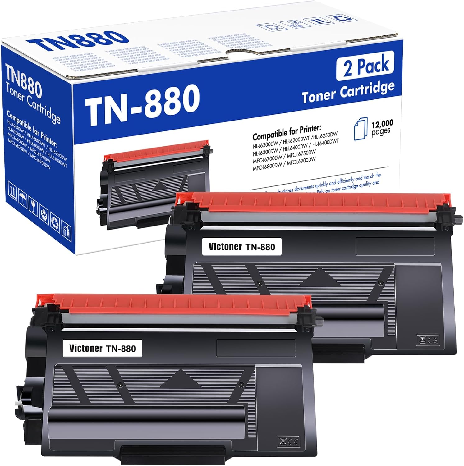 TN-880 Super High Yield Toner Cartridge 2-Pack for Brother Printers