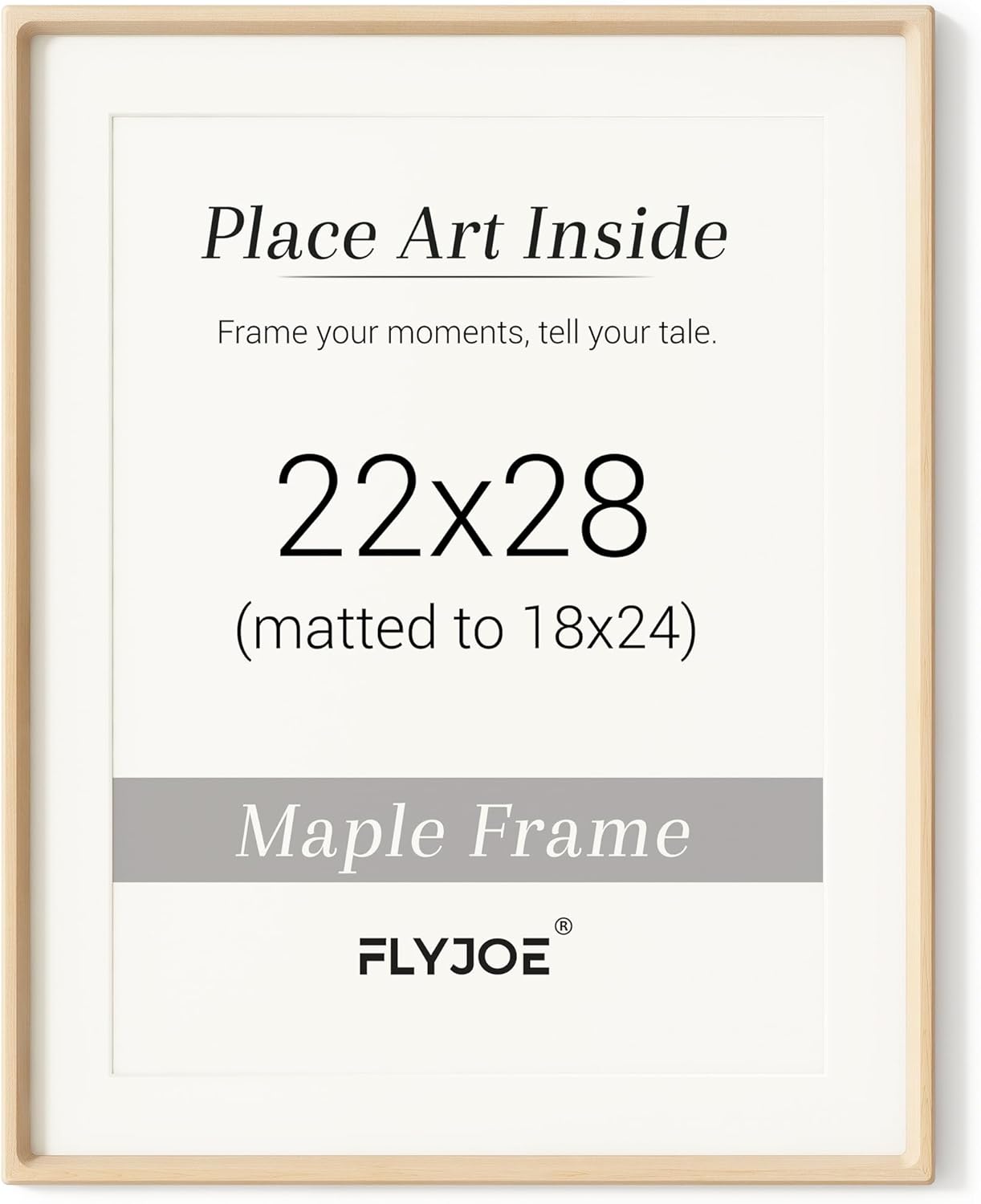 22x28 Natural Maple Wood Picture Frame with Tempered Glass