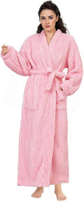 Artfasion Womens Long Fleece Robe - Warm Soft Floor Length Bathrobe