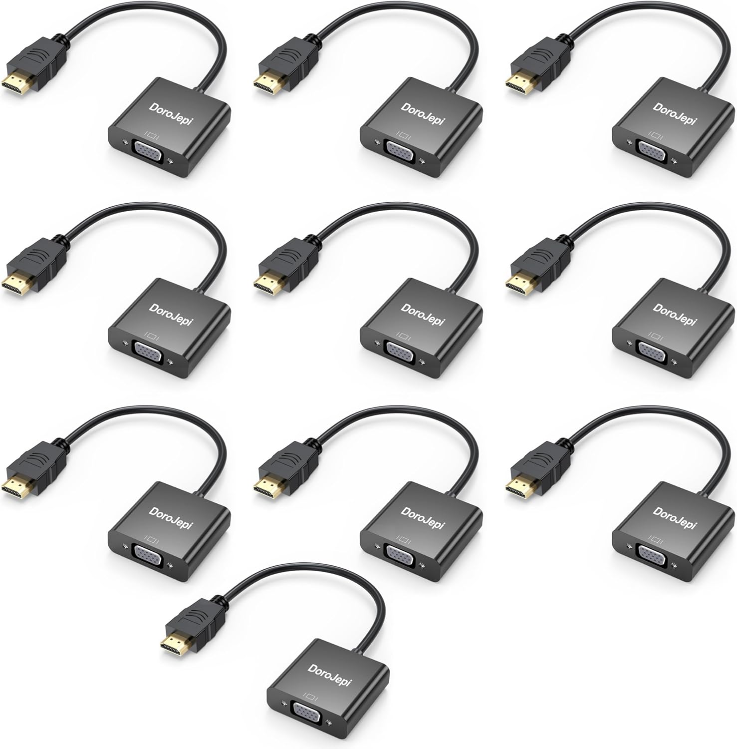 HDMI to VGA Adapter 10-Pack for Monitors and Projectors