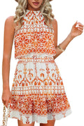 Summer Dress for Women Chiffon Halter Ruffle Romper - Flowy Comfort