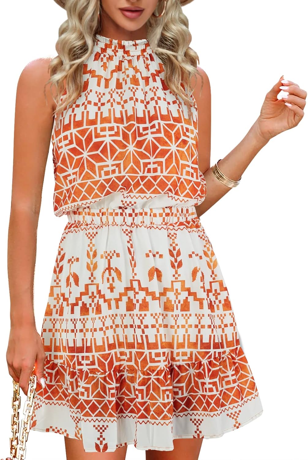 Summer Dress for Women - Chiffon Sleeveless Halter Outfit
