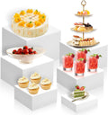 6Pcs Buffet Risers White Acrylic Display Riser Set - Elegant Staging