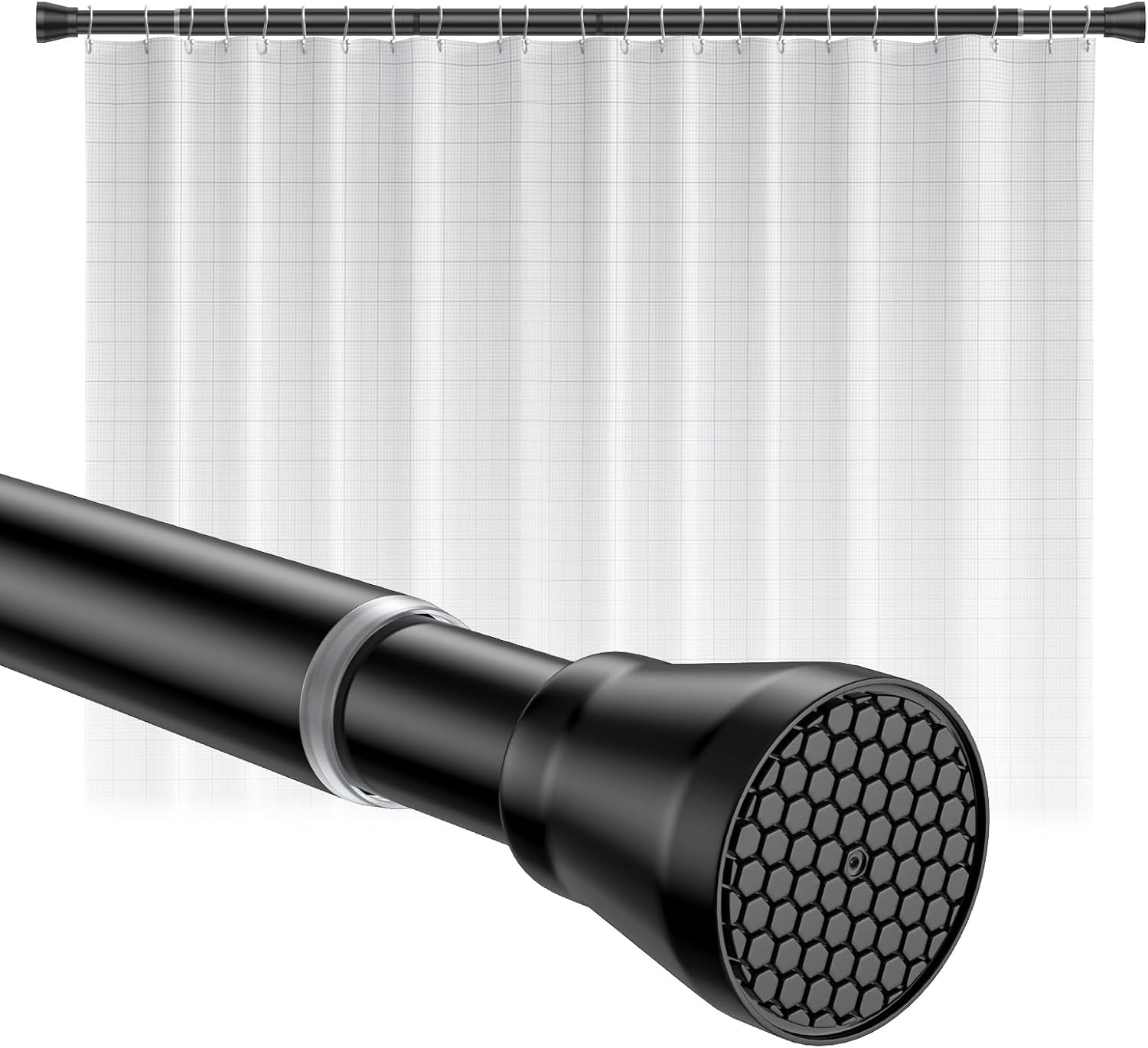 QINGYUN Adjustable Tension Shower Rod - No Drilling Required!
