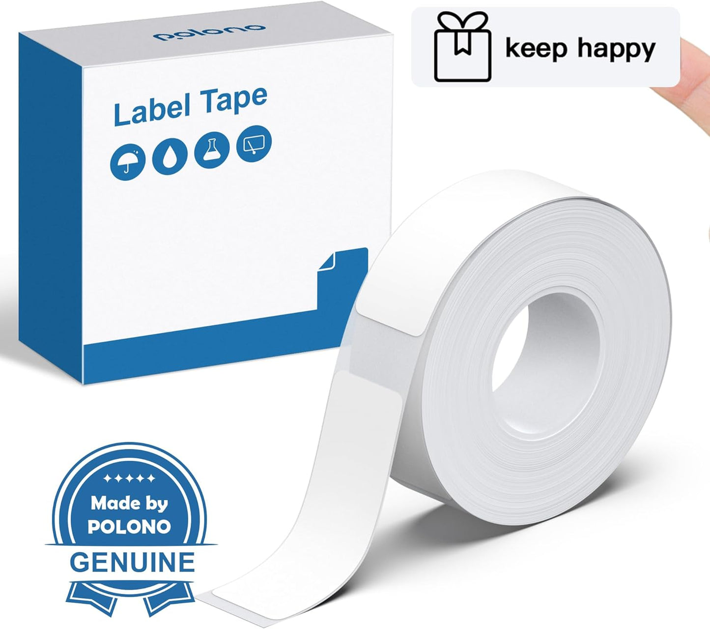 POLONO P31S Label Maker Tape: 180 Self-Adhesive White Labels